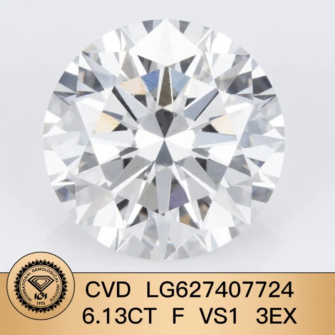 IGI round 6.13ct f vs1 3ex CVD LG627407724 Diamond coltivato da laboratorio 1
