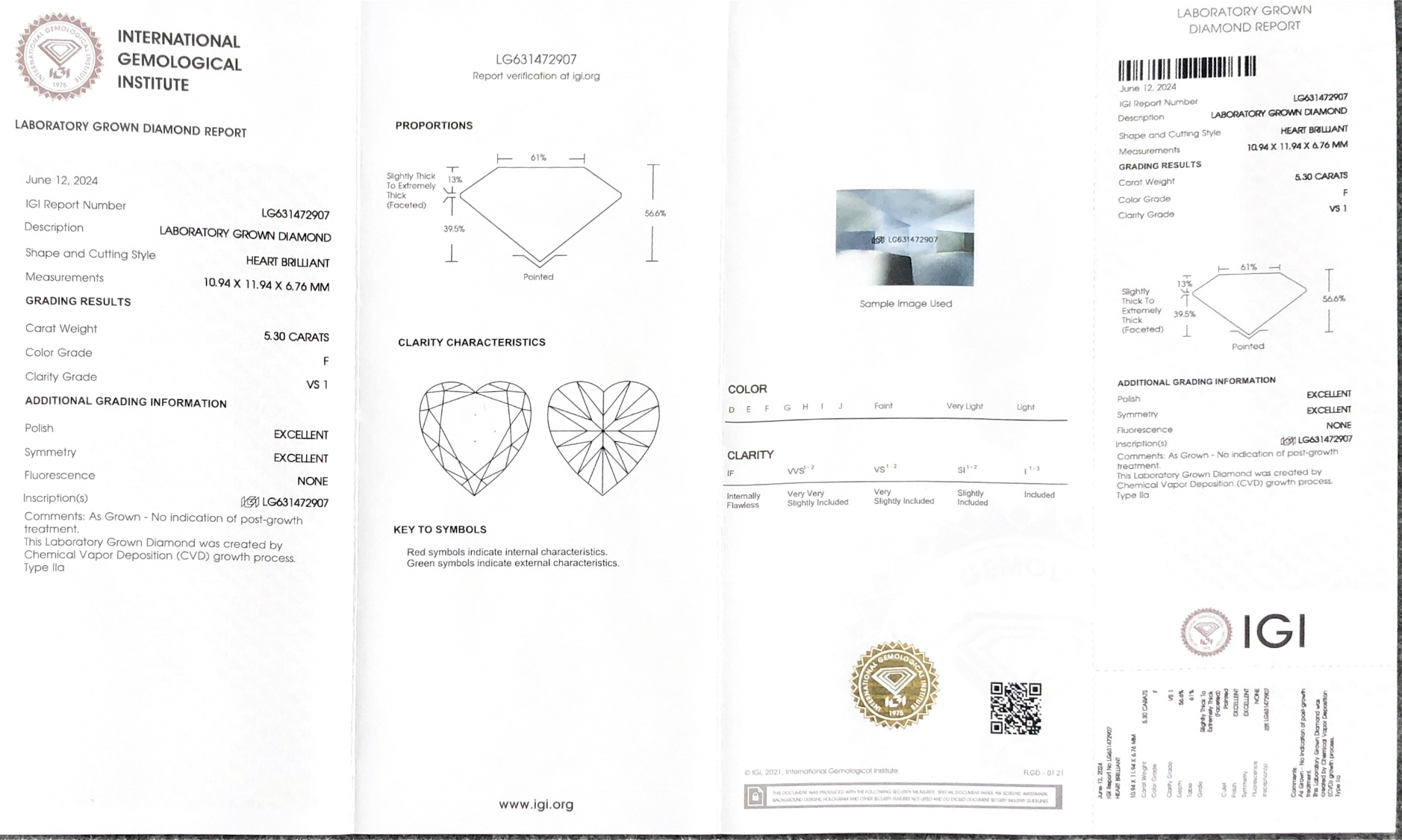 Large size 5.30CT Heart shape 5.30CT F VS1 EX EX Lab Diamond Accept Customize 9