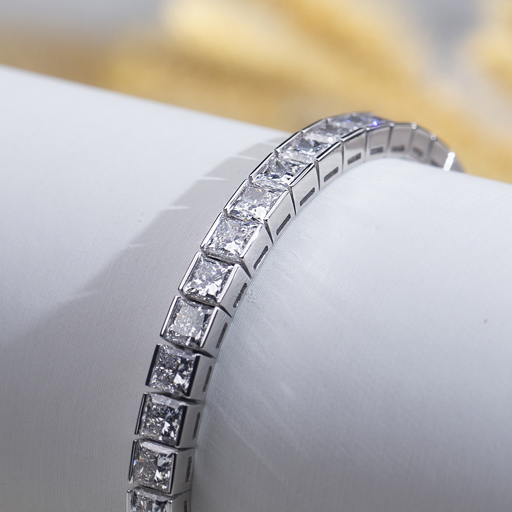 MSB-623 18K White Gold Princess square Lab Grown Diamond Custom Tennis 10