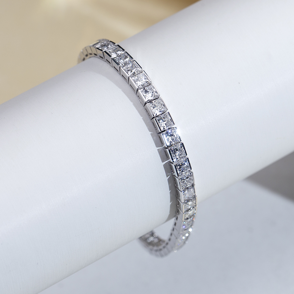 MSB-623 18K White Gold Princess square Lab Grown Diamond Custom Tennis 9