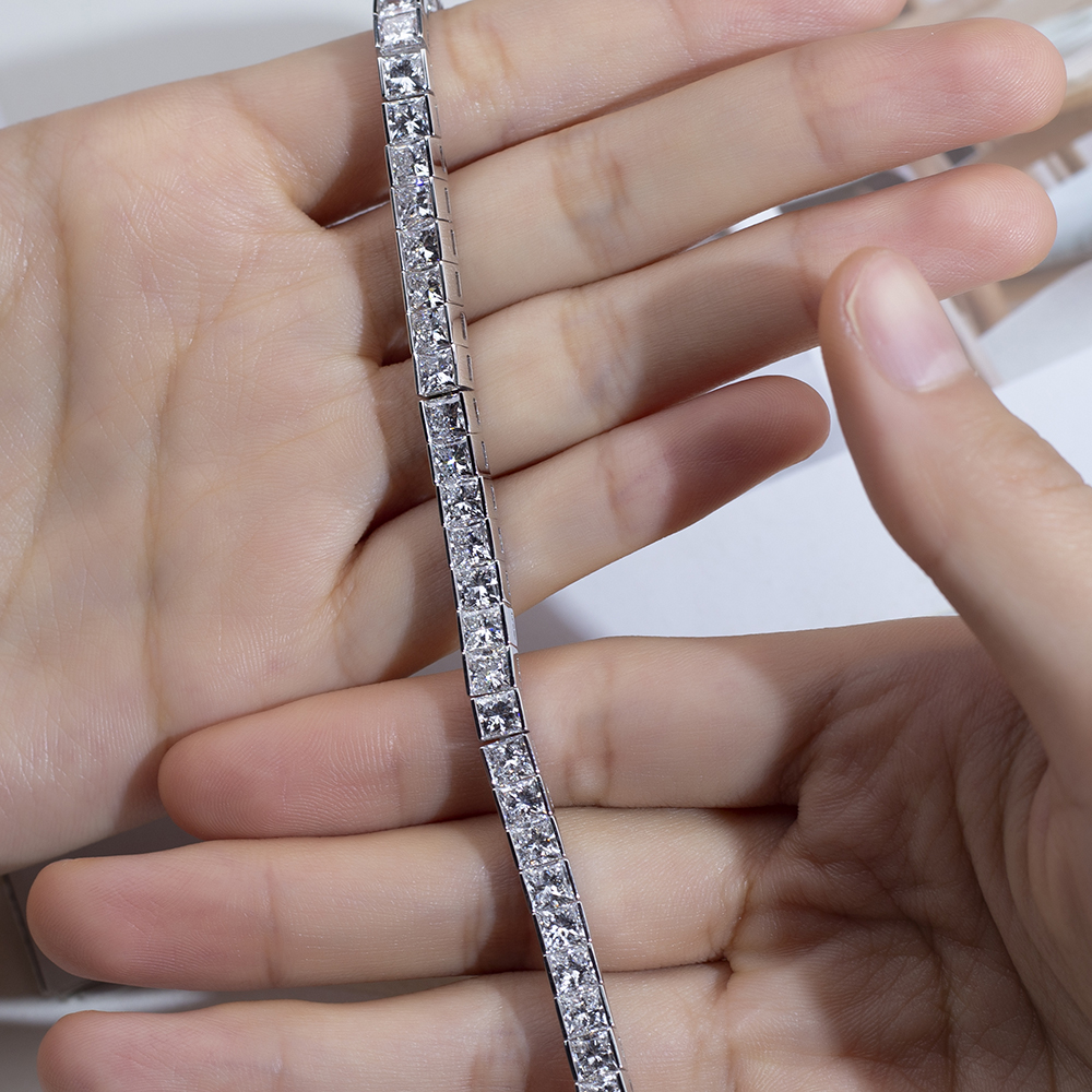 MSB-623 18K White Gold Princess square Lab Grown Diamond Custom Tennis 13