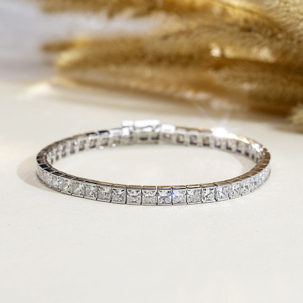 MSB-623 18K White Gold Princess square Lab Grown Diamond Custom Tennis 8