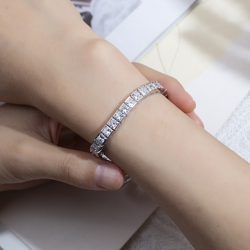 MSB-623 18K White Gold Princess square Lab Grown Diamond Custom Tennis 14