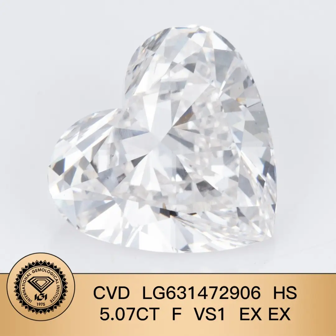 Forma cardiaca tagliata personalizzata 5.07ct f vs1 ex laboratorio diamante Take con certificato IGI LG631472906 1