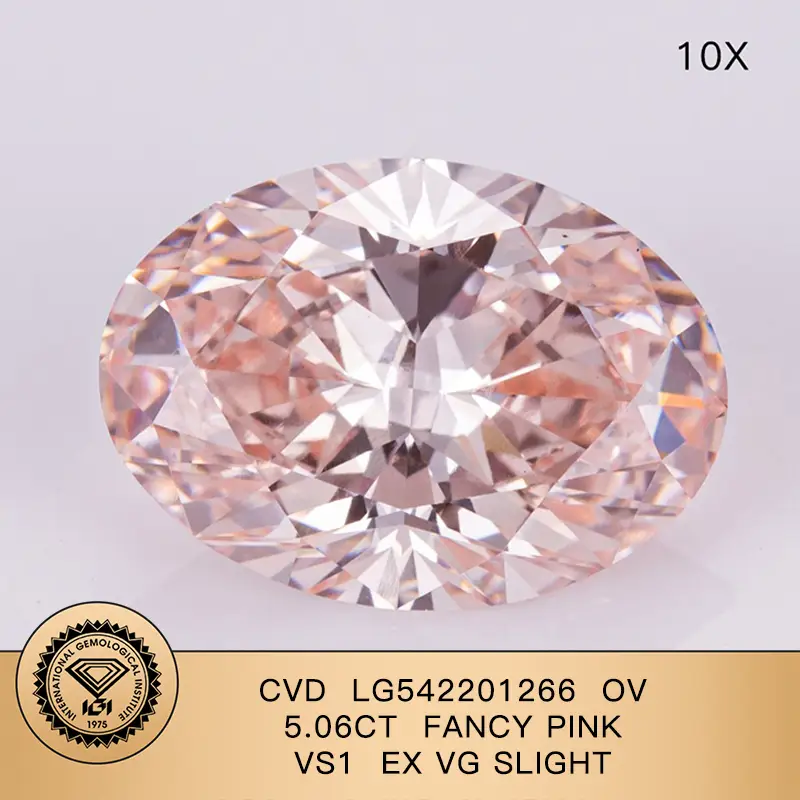 IgI Fancy Color Lab Crown Diamond CVD LG542201266 0V 5.06ct Fancy Pink Vs1 Ex Vg Luce 1
