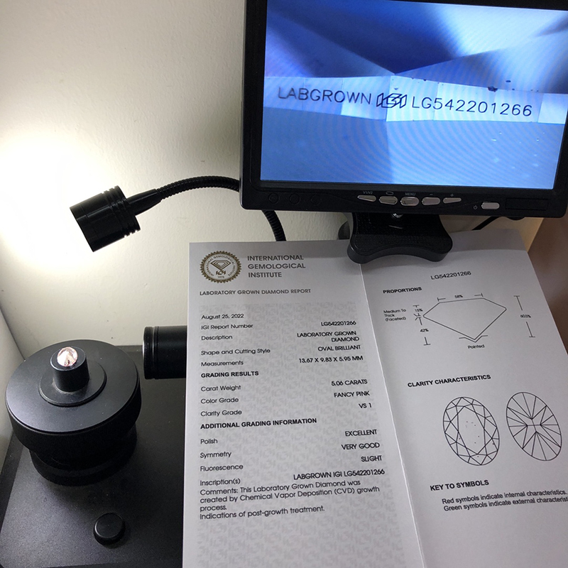 IGI Fancy Color Lab Grown Diamond CVD LG542201266 0V 5.06CT FANCY PINK VS1 EX VG SLIGHT 11