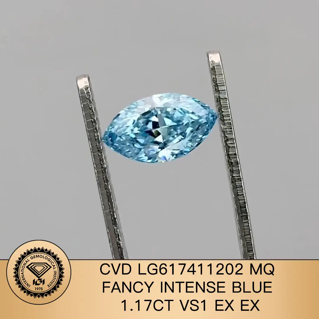 1.17ct CVD Marquise Fancy Intense Blue Lab Diamond per gioielli vs1 ex lg617411202 1
