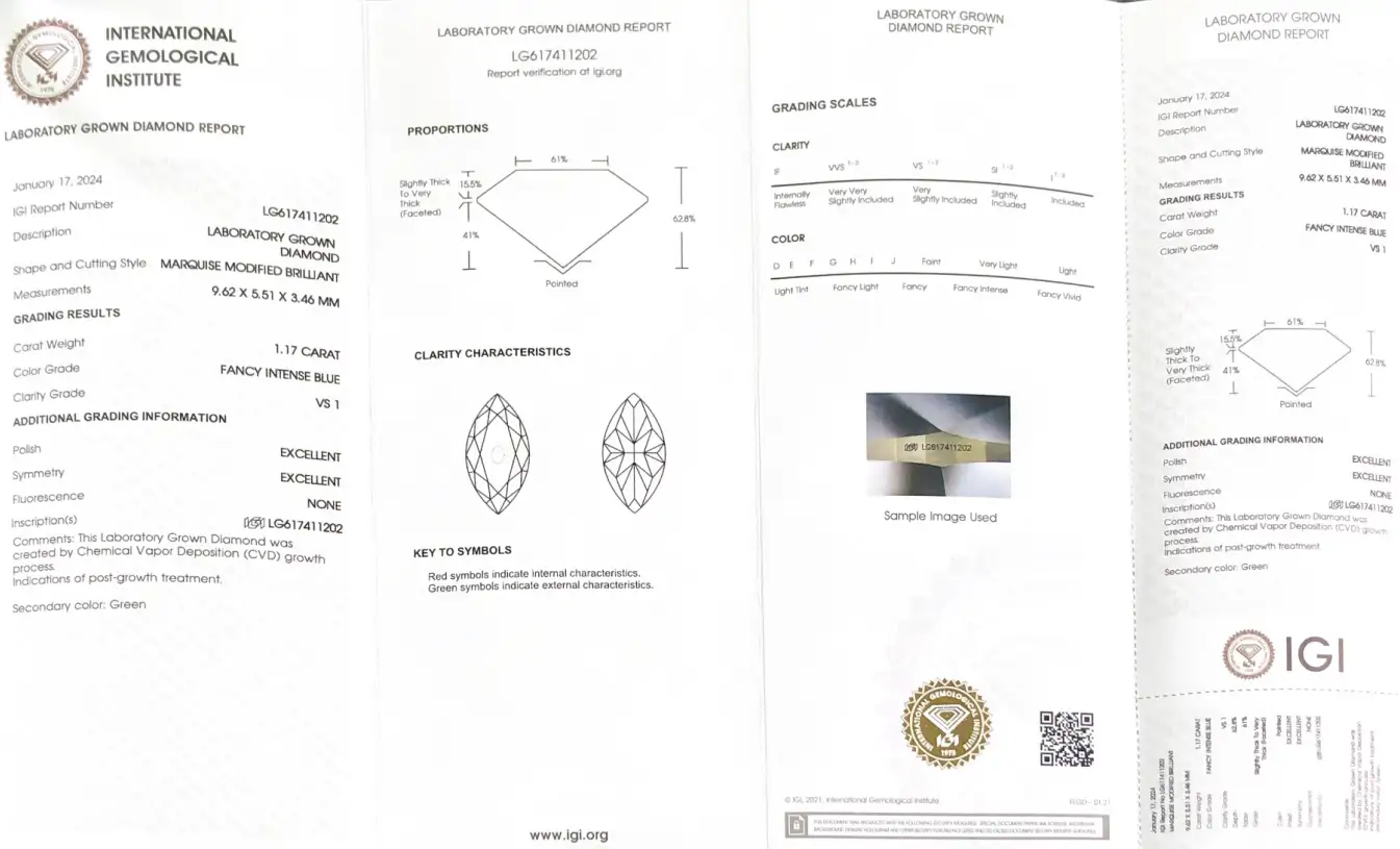 1.17CT Marquise Lab Diamond - Customizable & Authentic 3
