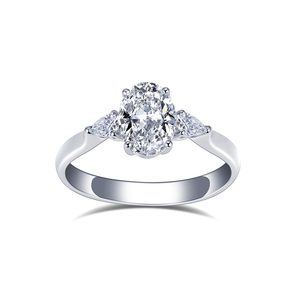 MSR-1697 Messi Alahas Ipasibo ang 18k White Gold Tulo ka Lab Diamond Ring 12