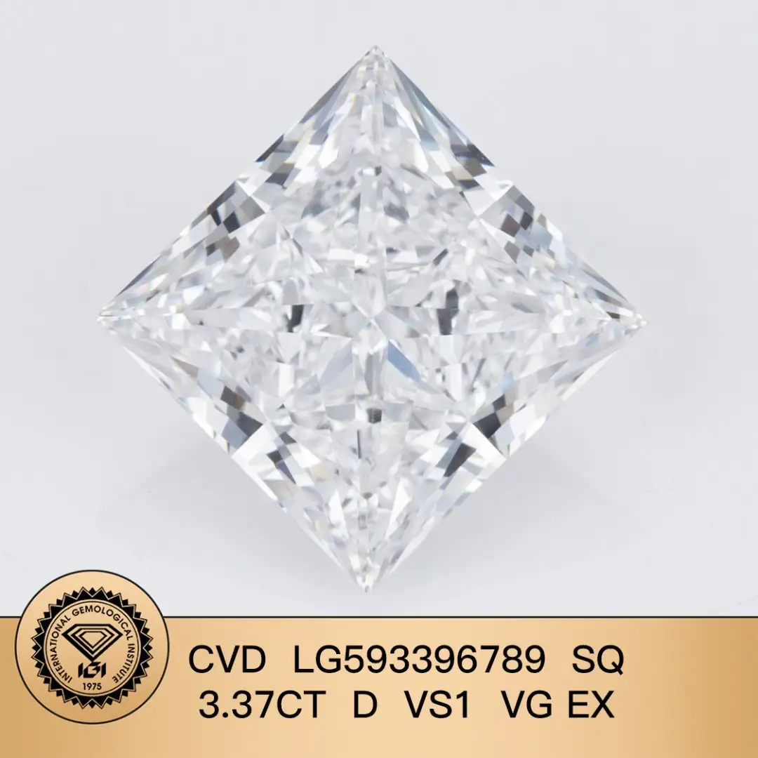 Cut quadrato 3.37ct D VS1 VG EX CVD Lab Grown Diamond LG593396789 | Gioielli Messi 1