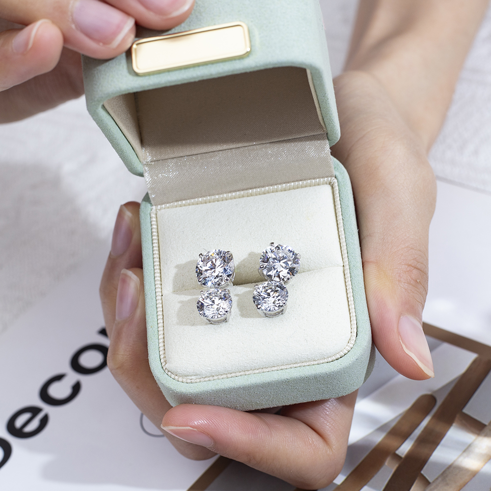 MSE-788 Lab Grown Diamond 3CT 2CT Earrings Studs 18K Alahas - Messi Alahas 8