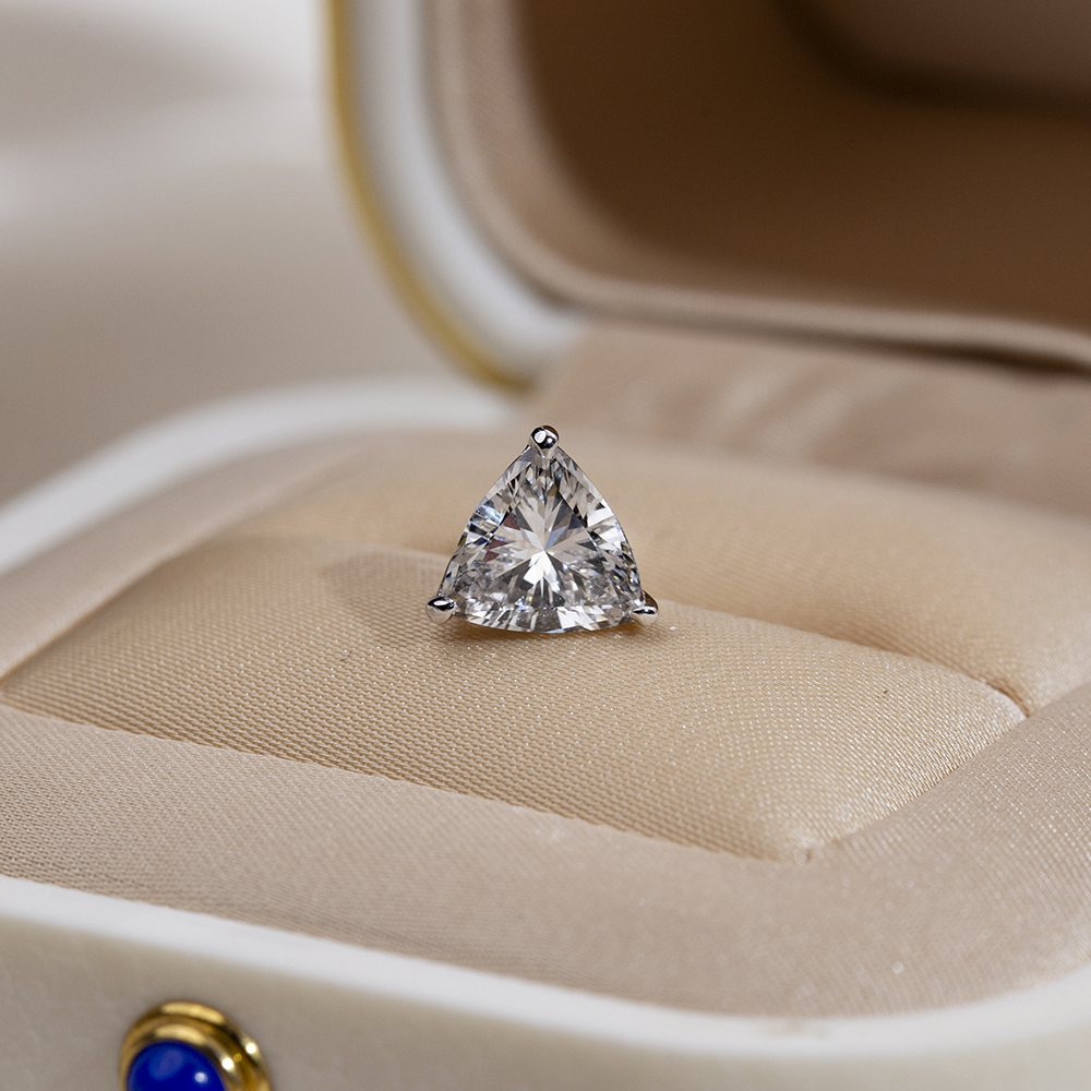 Messi Jewelry MSE-790 Triangle Cut Lab Diamond 18K 14K White Gold Earring Customized Jewelry 11