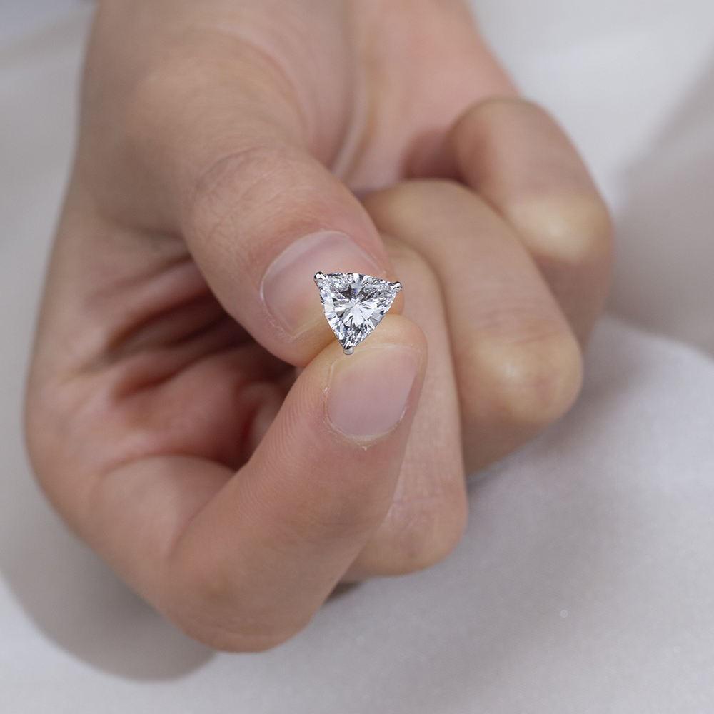 Messi Jewelry MSE-790 Triangle Cut Lab Diamond 18K 14K White Gold Earring Customized Jewelry 8