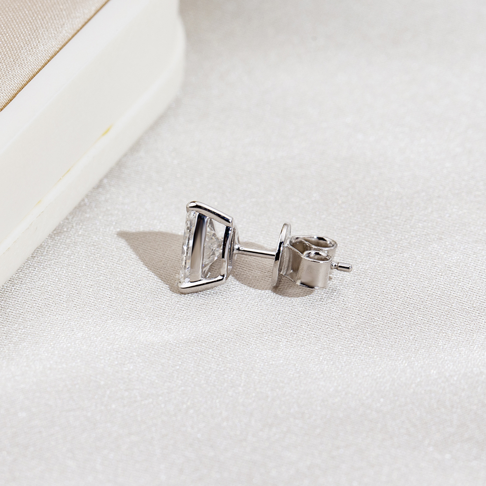 Messi Jewelry MSE-790 Triangle Cut Lab Diamond 18K 14K White Gold Earring Customized Jewelry 12
