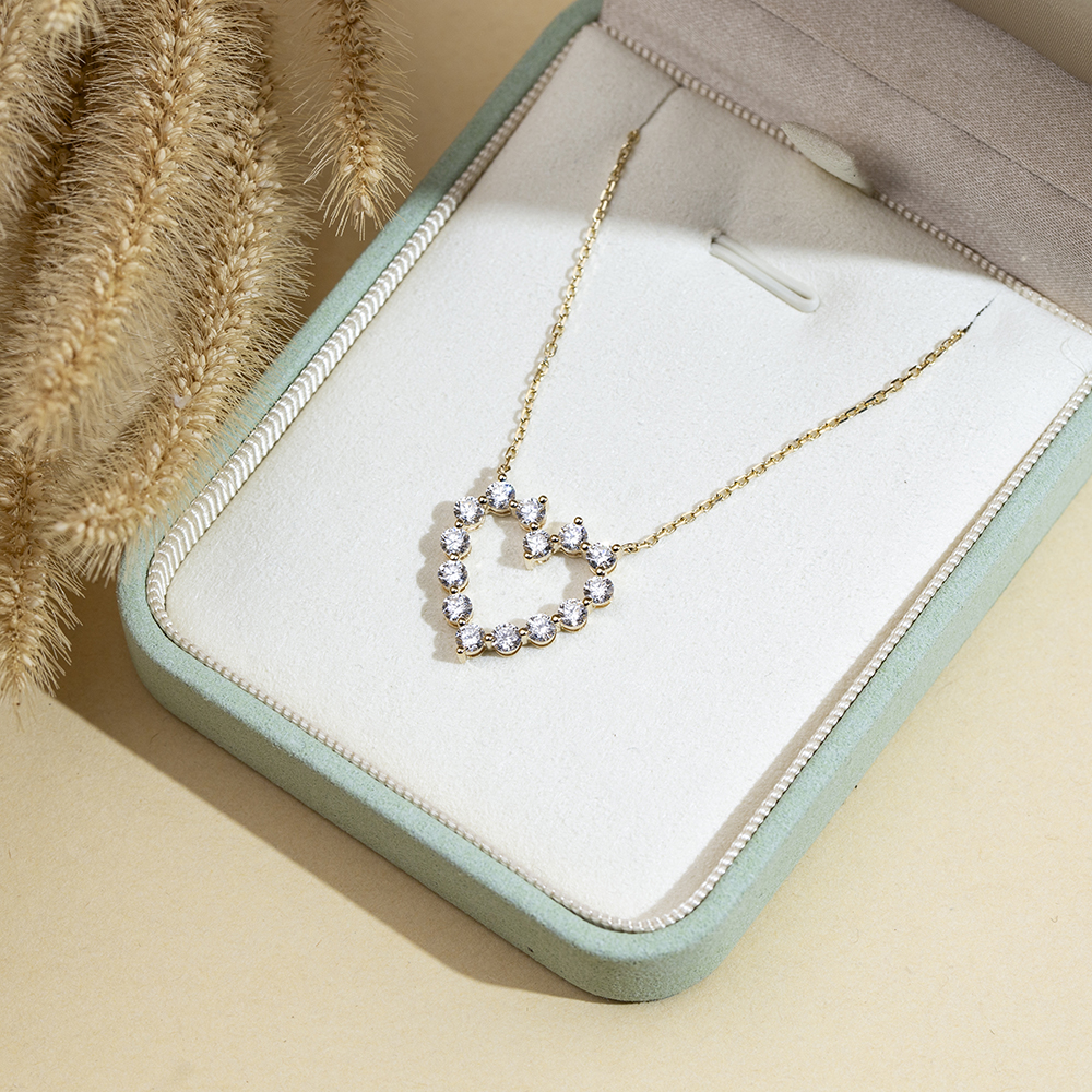 MSM-879 18K Dilaw nga Bulawan nga Hugis sa Kasingkasing Pretty Kwintas Custom Alahas 11