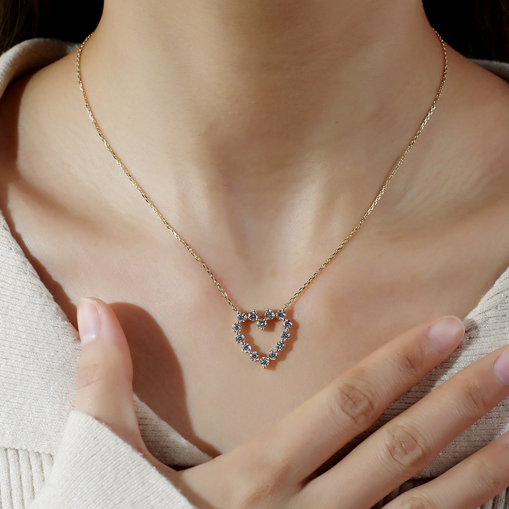 MSM-879 18K Dilaw nga Bulawan nga Hugis sa Kasingkasing Pretty Kwintas Custom Alahas 14