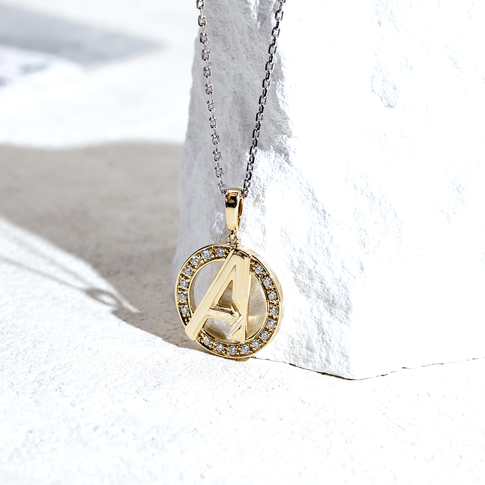 MSN-877 18K Yellow Gold Letter Pendant Lab Grown Diamond Custom Necklace 9