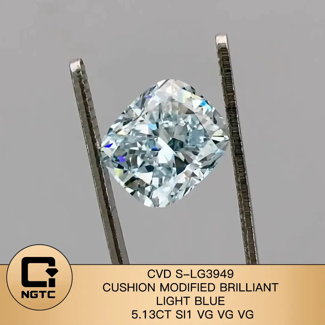Cuscino per gioielli Messi 5.13ct SI1 VG VG VG Diamond Blue Blue Lab S-LG3949 Regalo di Natale 1