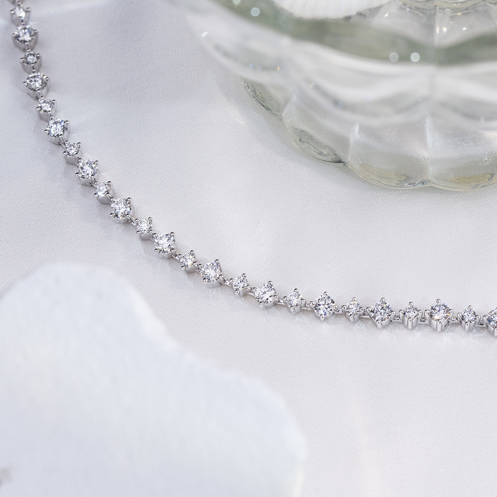 MSB-631 18K Puti nga Bulawan Lab Gitubo nga Diamond Tennis Bracelet 11