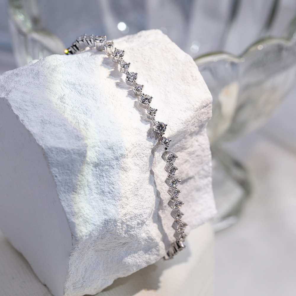 MSB-631 18K Puti nga Bulawan Lab Gitubo nga Diamond Tennis Bracelet 10