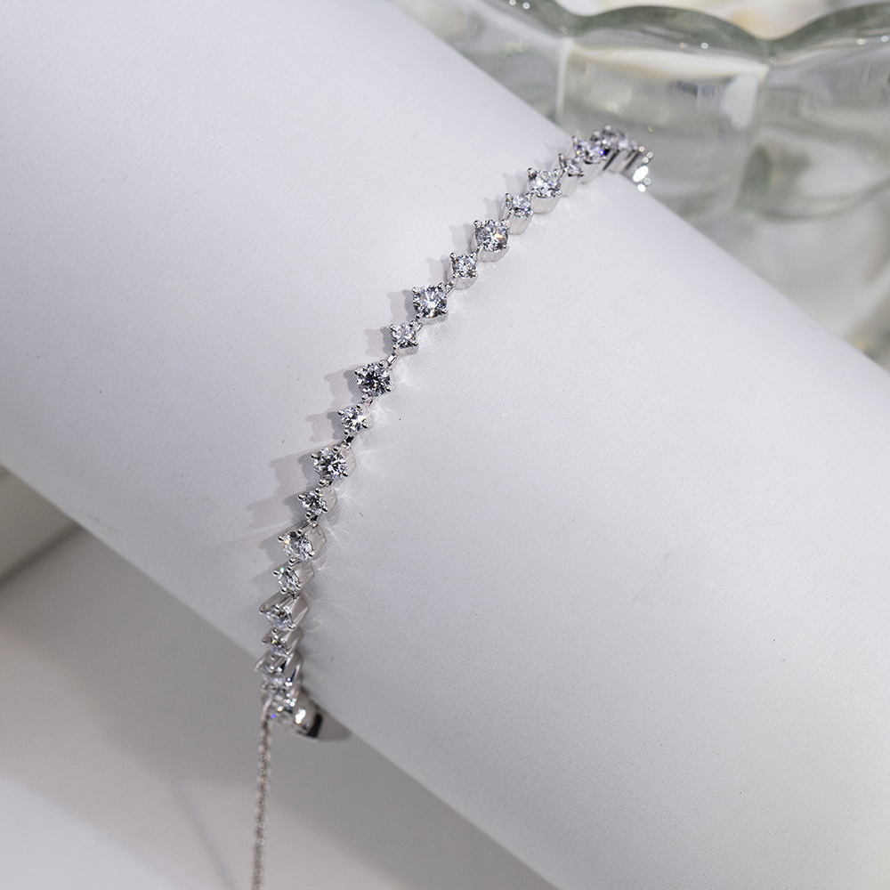 MSB-631 18K Puti nga Bulawan Lab Gitubo nga Diamond Tennis Bracelet 8