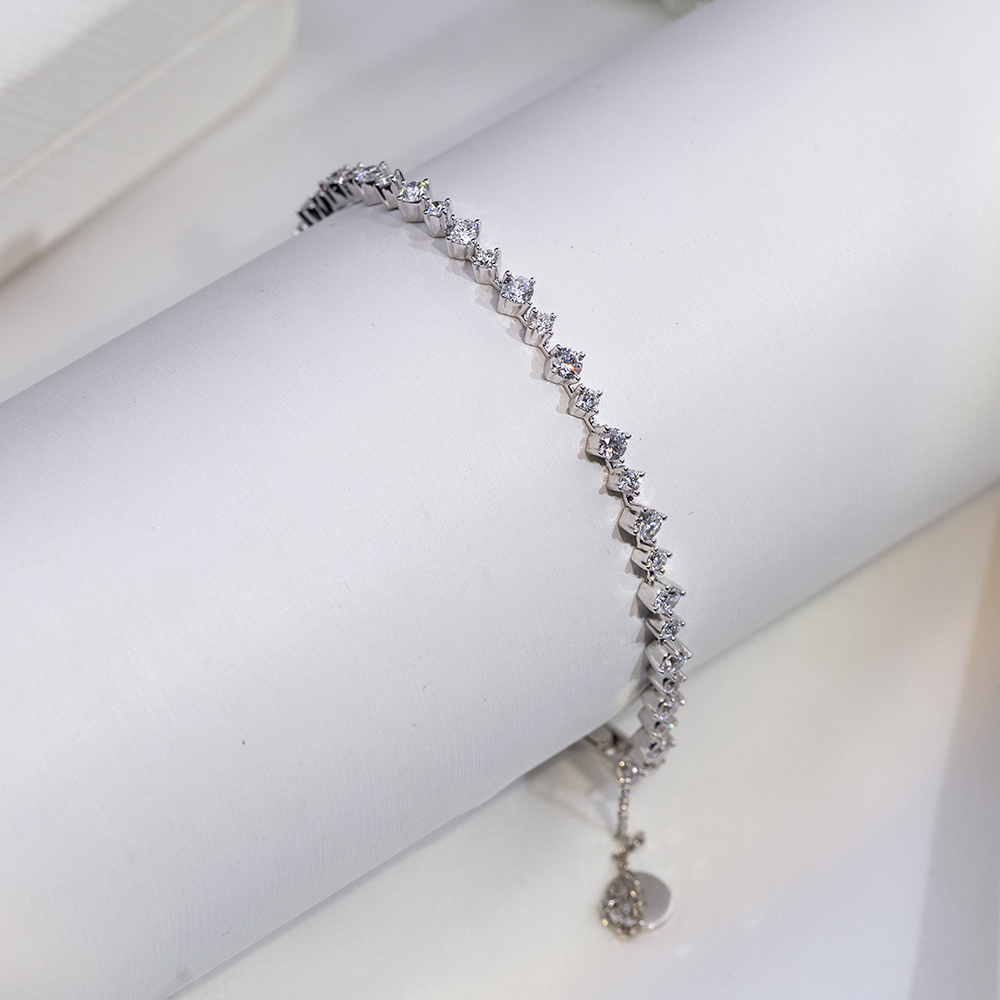 MSB-631 18K Puti nga Bulawan Lab Gitubo nga Diamond Tennis Bracelet 9