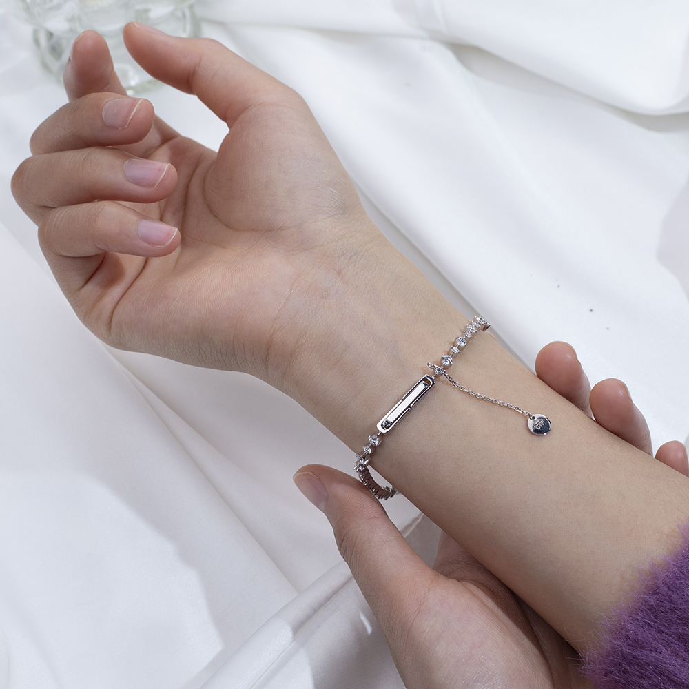 MSB-631 18K Puti nga Bulawan Lab Gitubo nga Diamond Tennis Bracelet 12