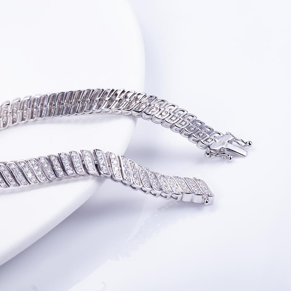 MSB-609 Lab Diamond 9k/10k/14k/18k Old Cuban style Tennis bracelet accept customization 8