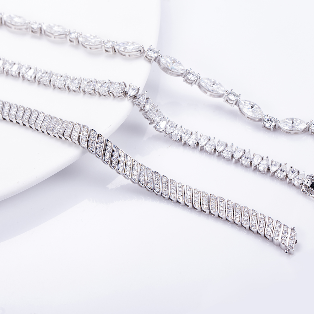 MSB-609 Lab Diamond 9k/10k/14k/18k Old Cuban style Tennis bracelet accept customization 10