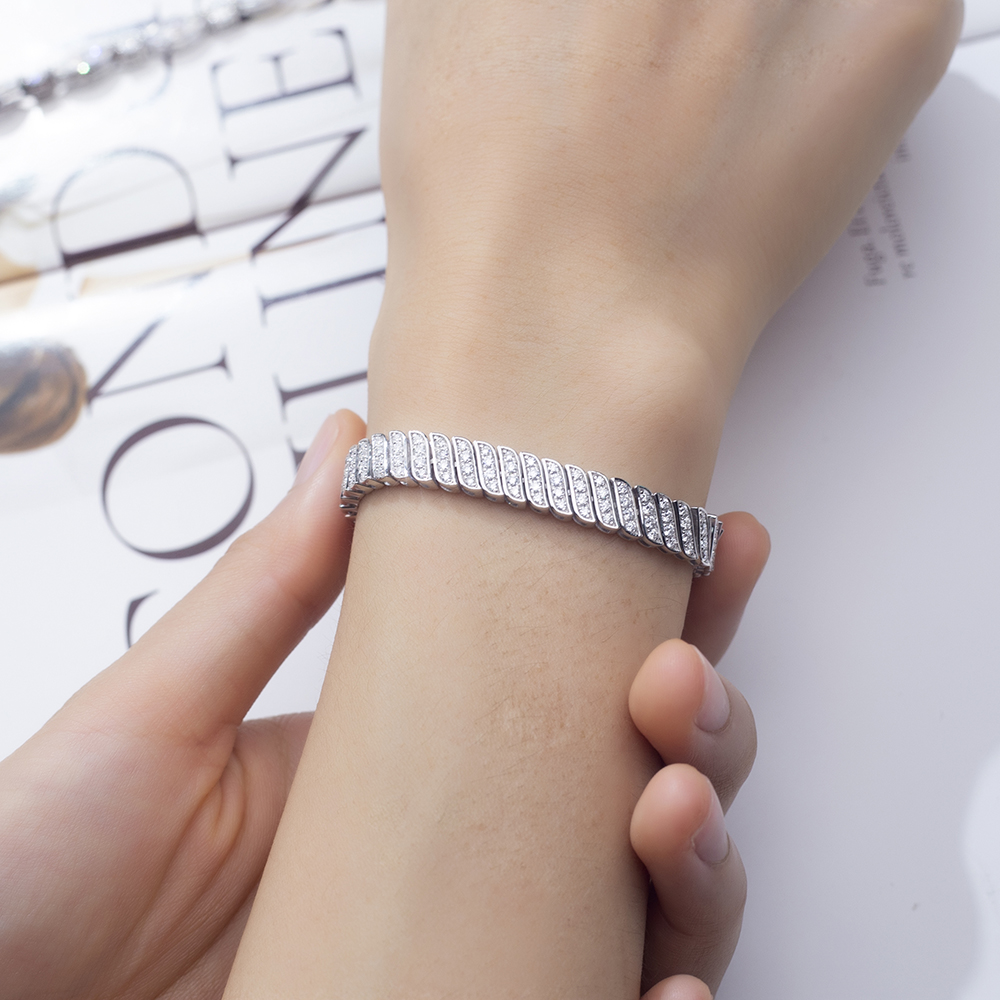 MSB-609 Lab Diamond 9k/10k/14k/18k Old Cuban style Tennis bracelet accept customization 12