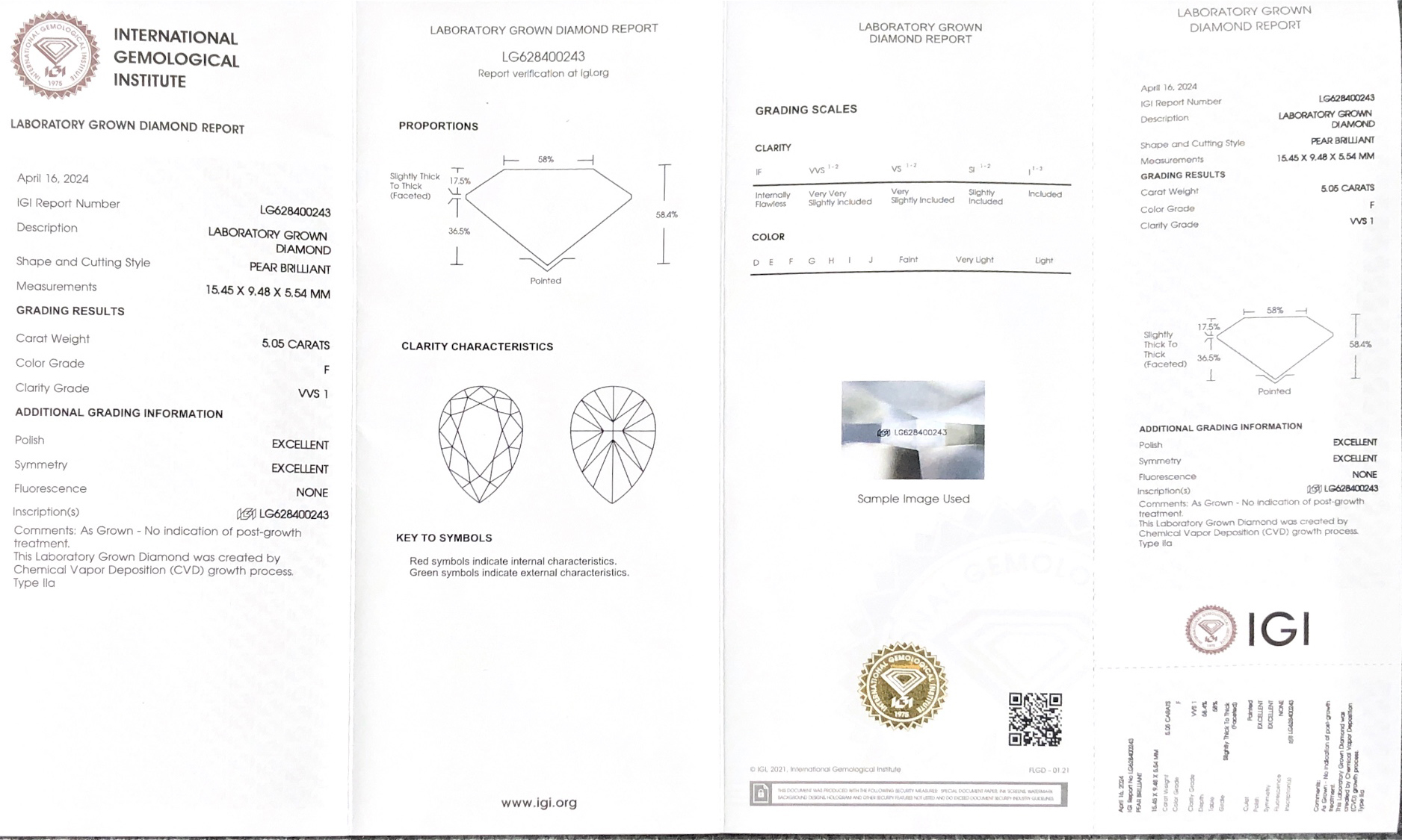 Messi Jewelry Pear shape 5.05CT F VVS1 EX EX CVD Lab Diamond nga adunay IGI certificate LG628400243 9