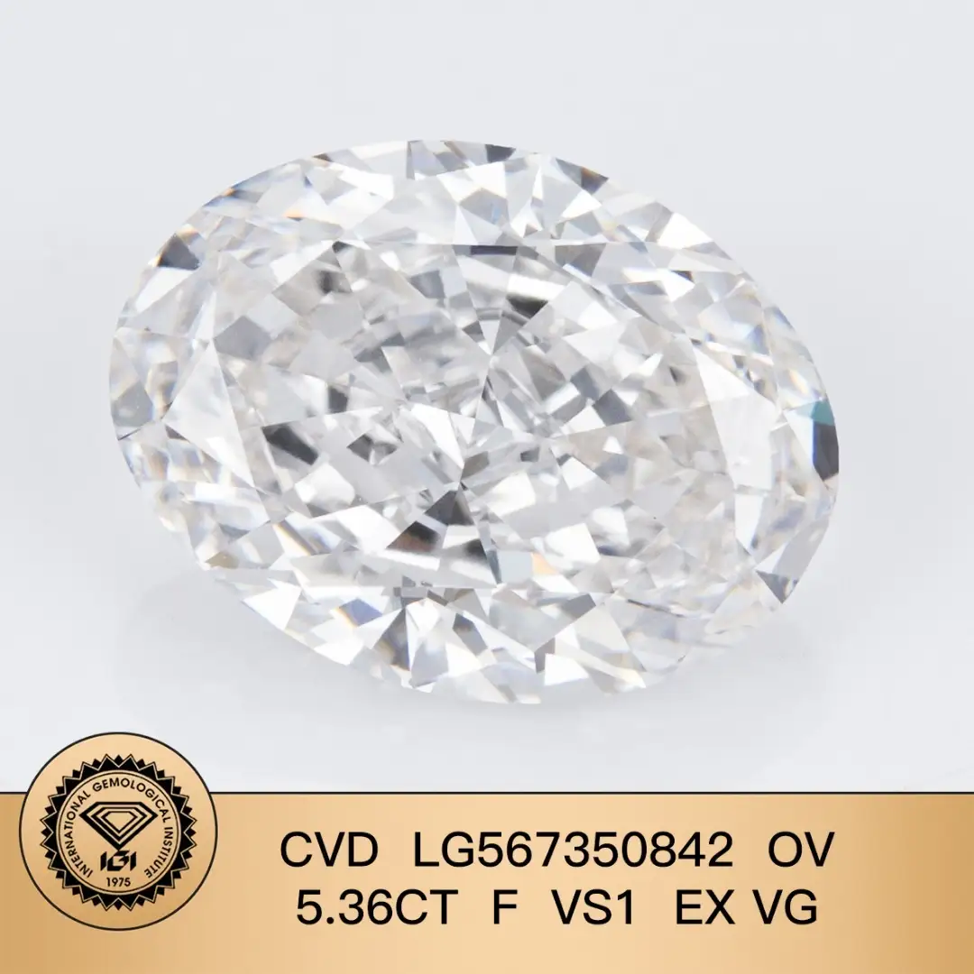 Lab Diamond Oval 5.36ct F vs1 Ex VG CVD LG567350842 per gioielli | Gioielli Messi 1