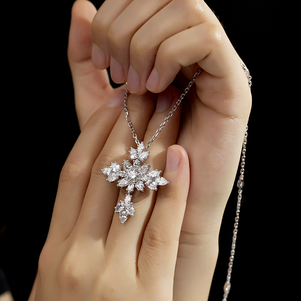 MSN-843 Lab Grown Diamond 18K White Gold Kwintas - Messi Alahas 38