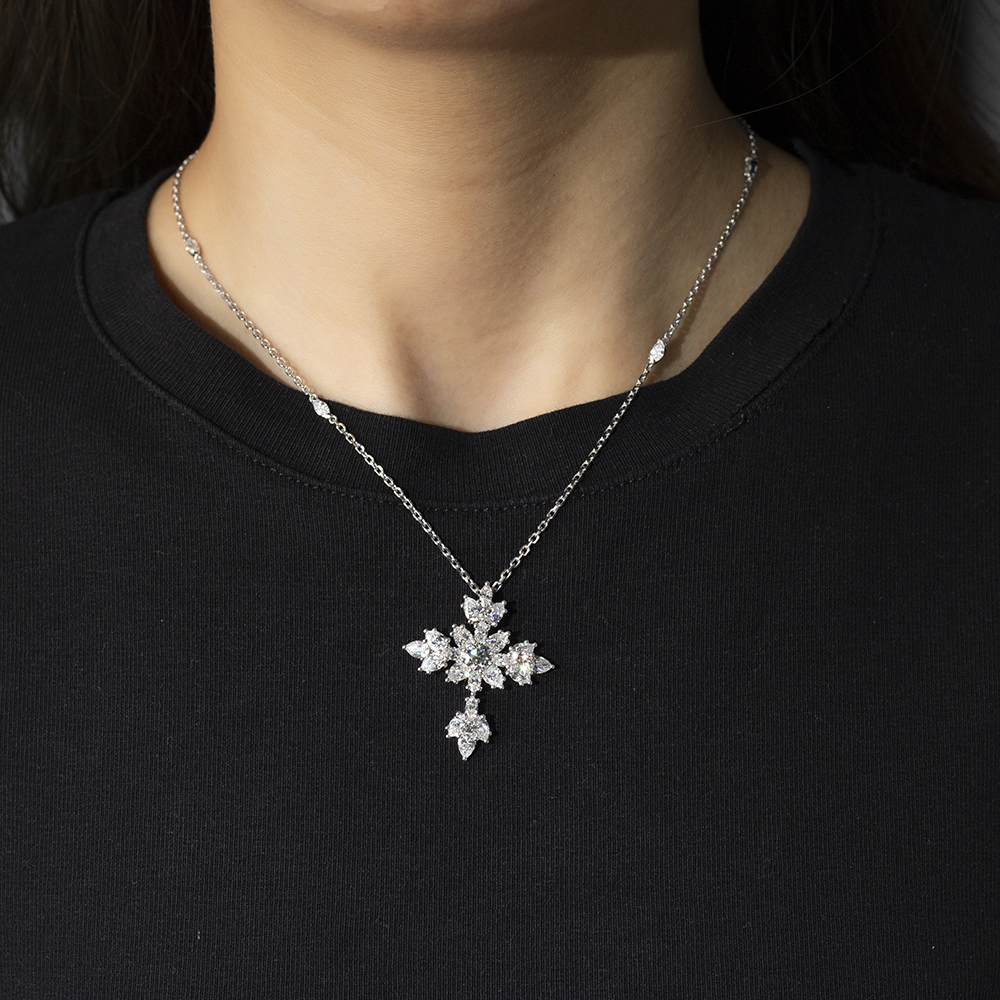 MSN-843 Lab Grown Diamond 18K White Gold Kwintas - Messi Alahas 10