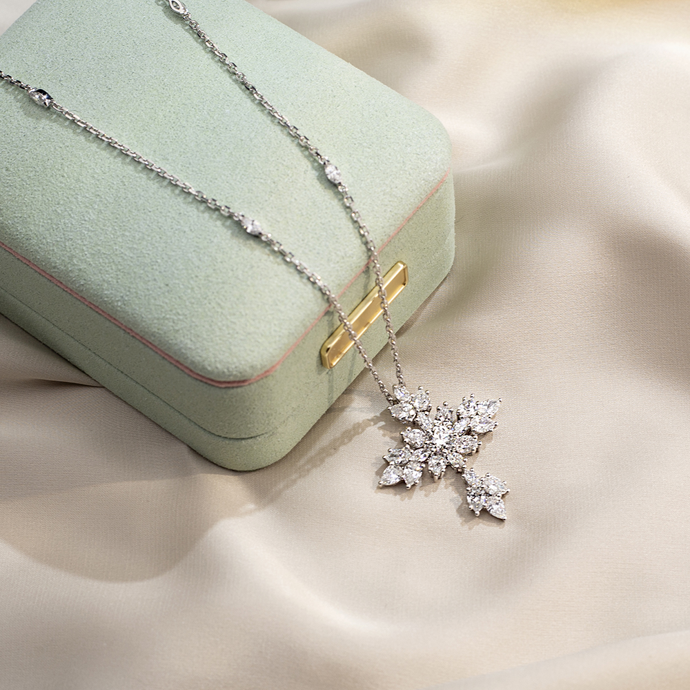 MSN-843 Lab Grown Diamond 18K White Gold Kwintas - Messi Alahas 12