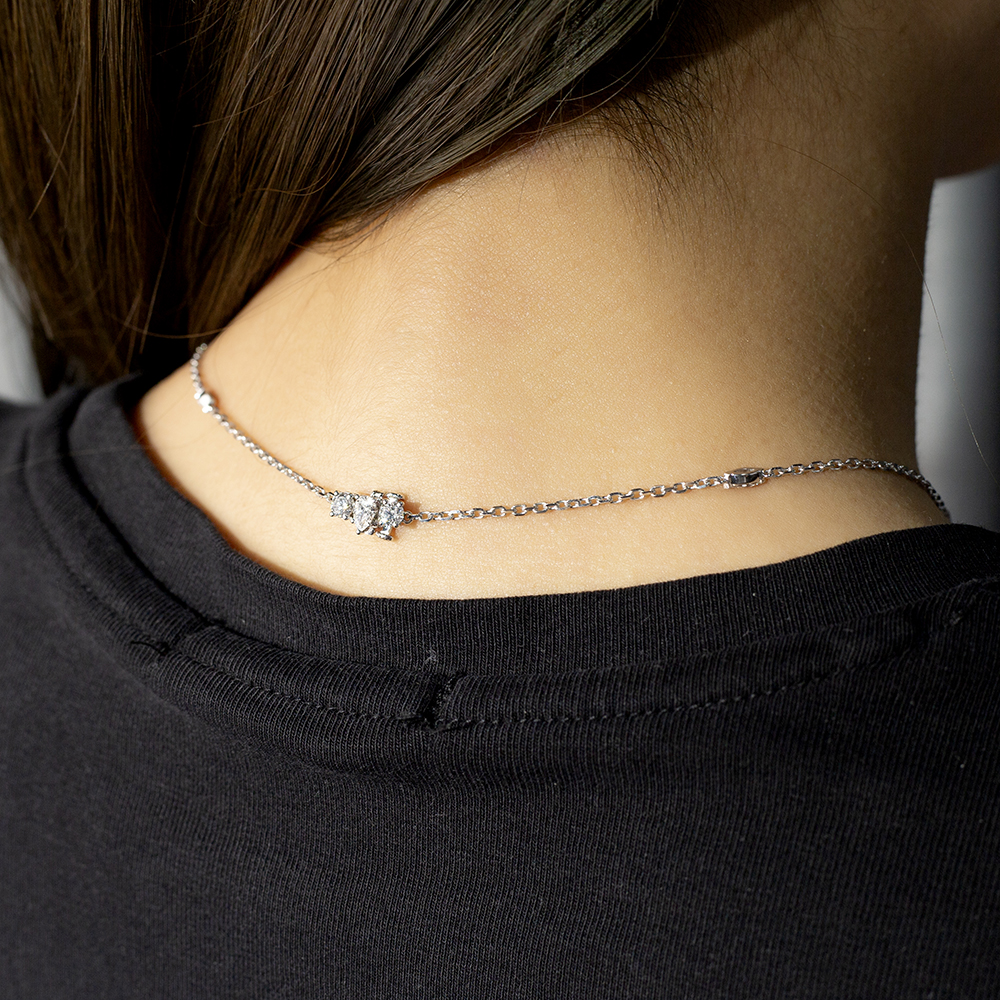 MSN-843 Lab Grown Diamond 18K White Gold Kwintas - Messi Alahas 11