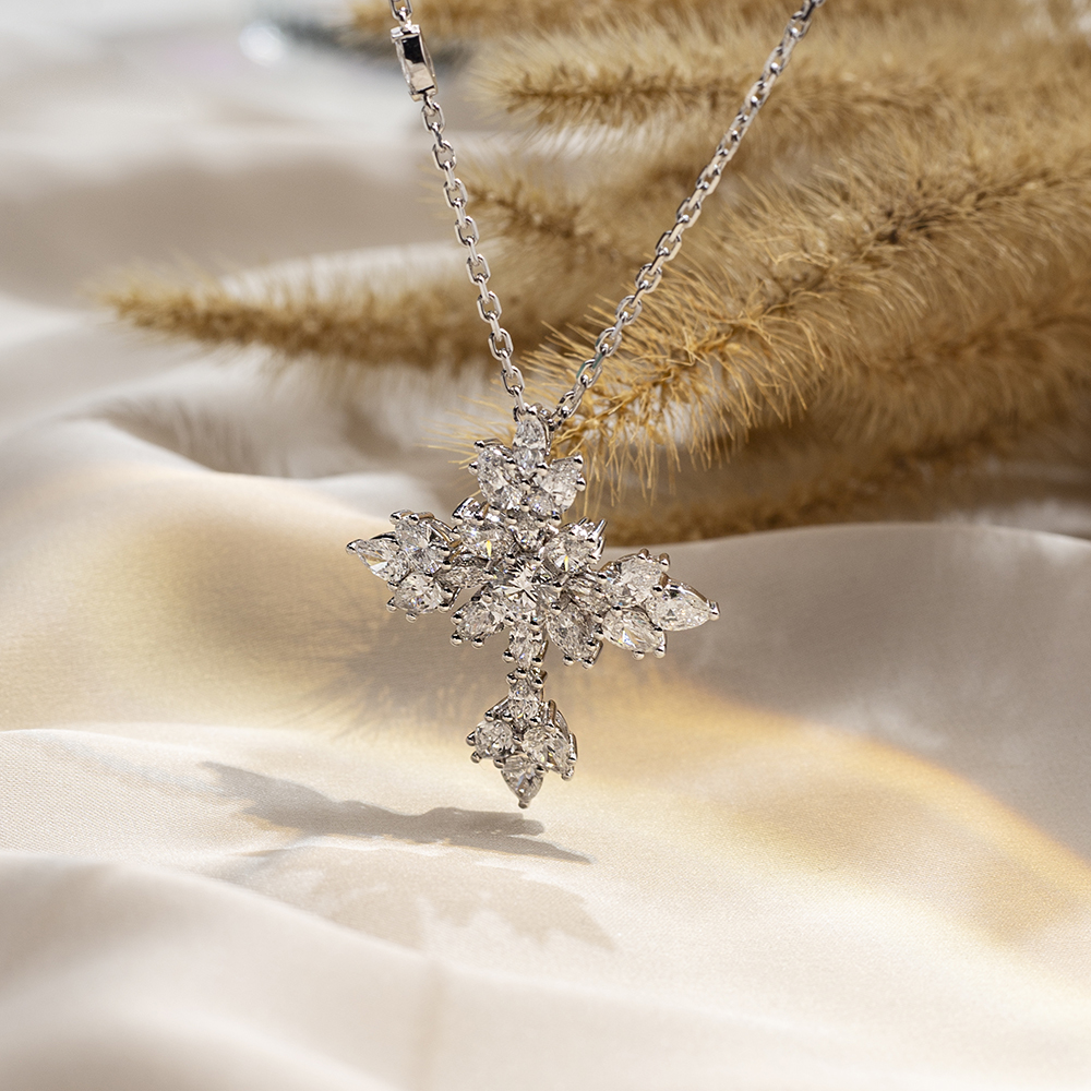 MSN-843 Lab Grown Diamond 18K White Gold Kwintas - Messi Alahas 13