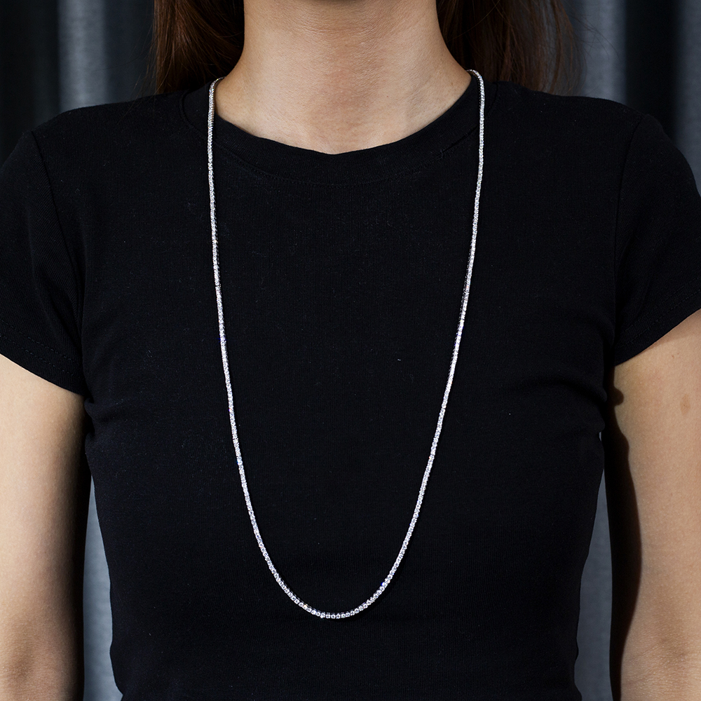 MSN-837 Luxury Tennis Chain Iced Out Lab Diamond Necklace | Messi Alahas 7