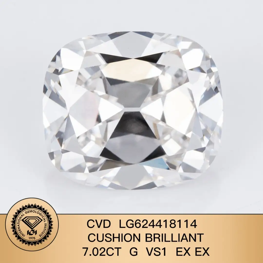 Cuscino IgI brillante 7.02ct g vs1 ex cvd lg624418114 laboratorio coltivato diamante 1