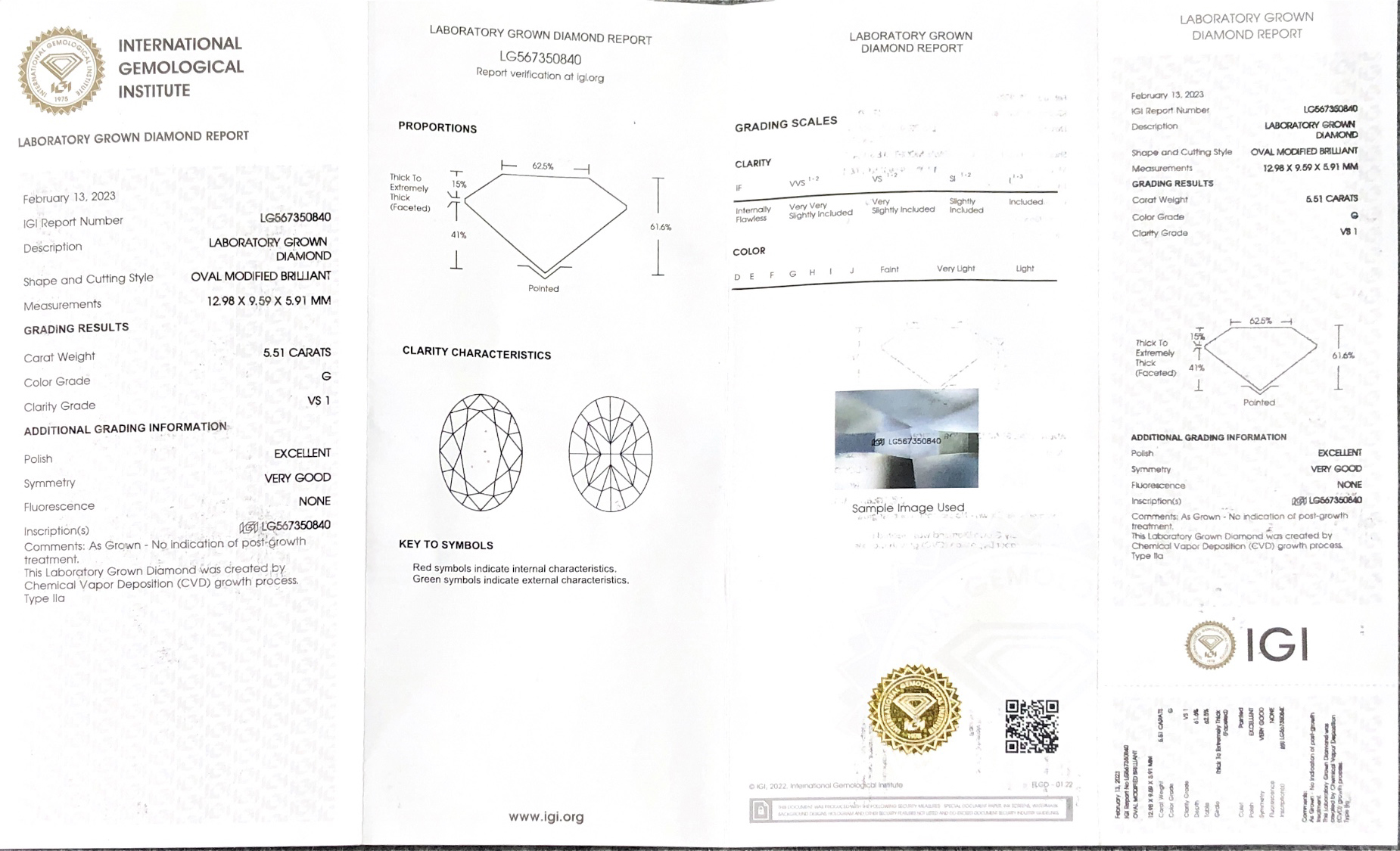 Lab Grown Diamond Oval Cut 5.51CT CVD G VS1 EX VG LG567350840 | Messi Jewelry 7