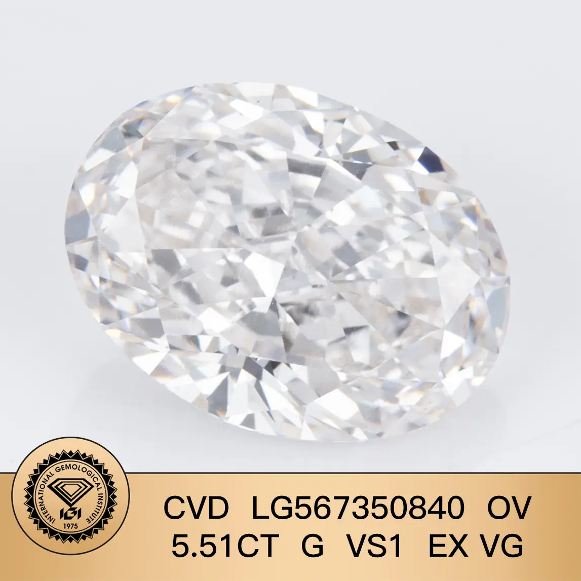 CVD Oval 5,51CT G VS1 EX VG Lab Grown Diamond LG567350840 per gioielli | Gioielli Messi 1