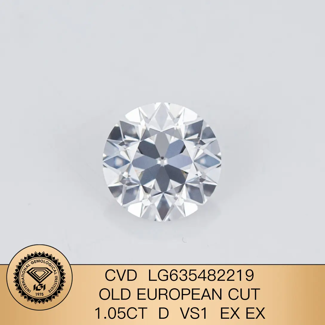 Gioielli Messi CVD Lab Diamond LG635482219 Old European Cut 1,05CT D VS1 Ex Ex 1