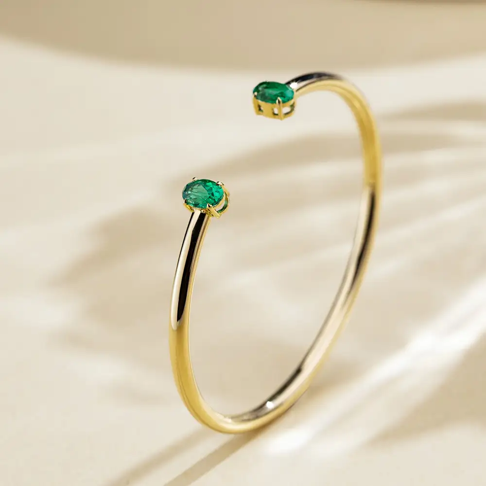 MSB-632 18K Yellow Gold Colombia Lab Emerald Tennis Bracelet 1