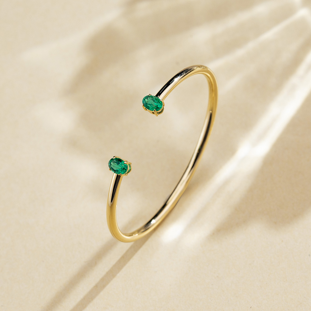 MSB-632 18K Yellow Gold Colombia Lab Emerald Tennis Bracelet 8