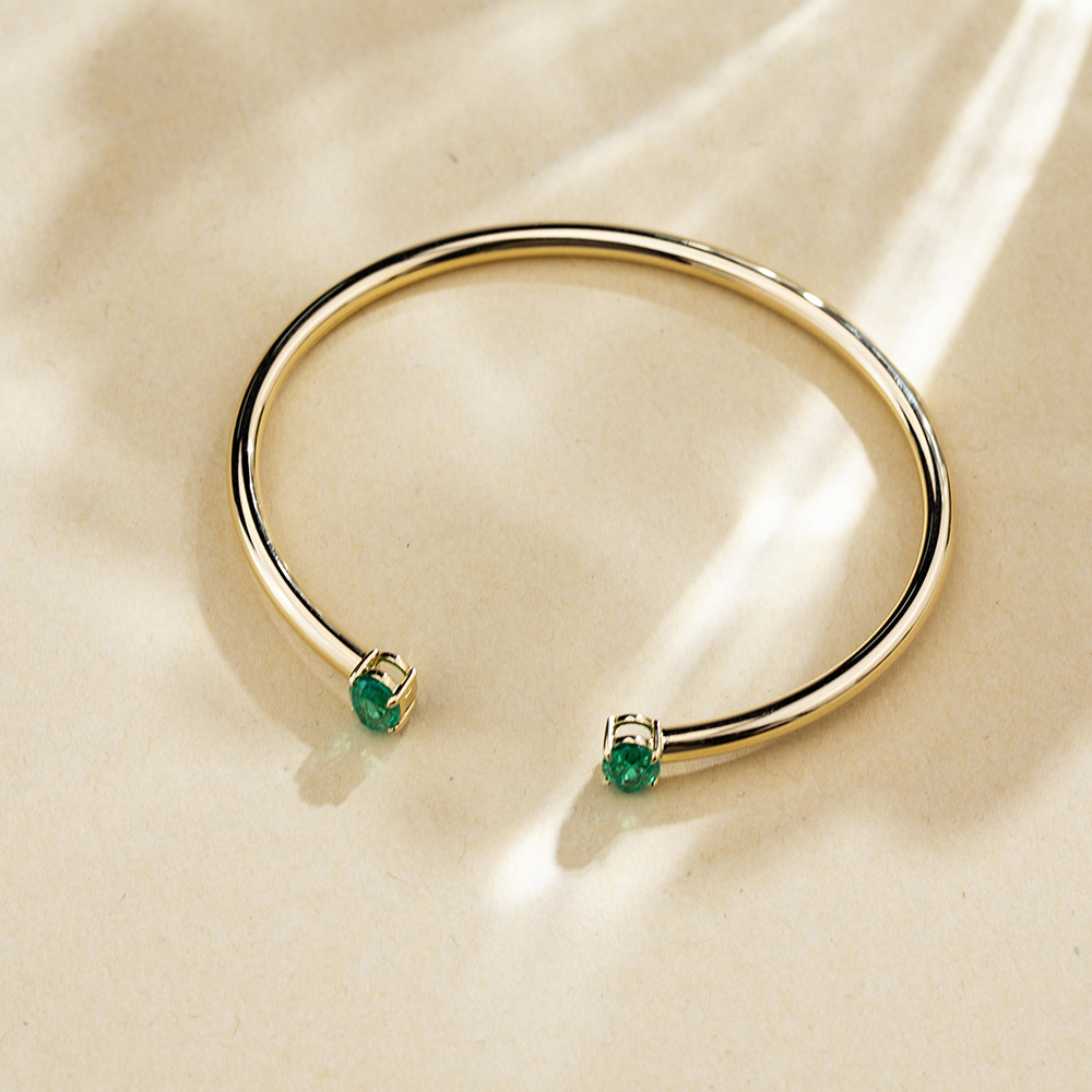 MSB-632 18K Yellow Gold Colombia Lab Emerald Tennis Bracelet 10