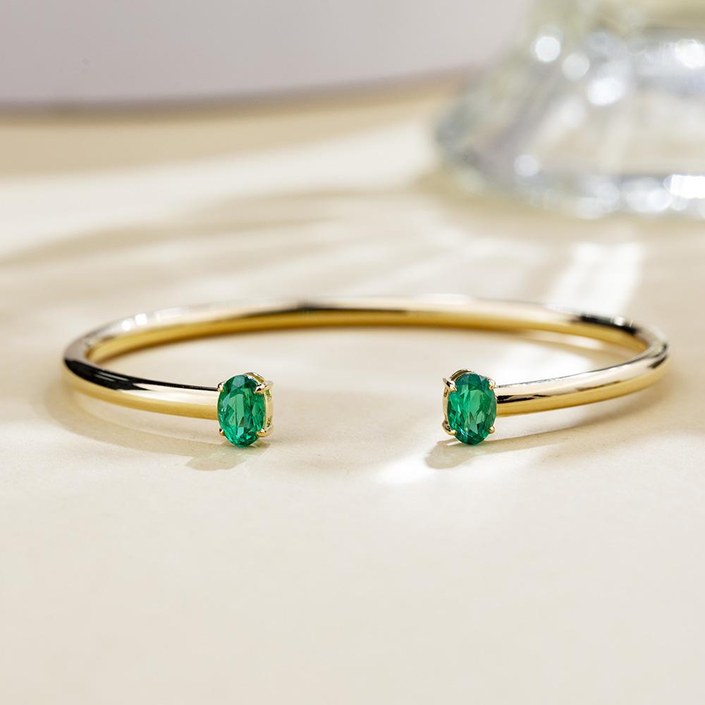 MSB-632 18K Yellow Gold Colombia Lab Emerald Tennis Bracelet 9