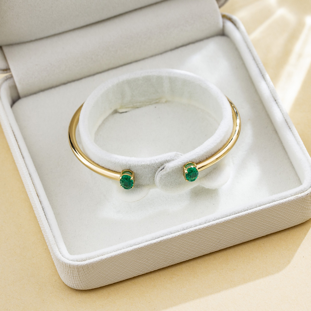 MSB-632 18K Yellow Gold Colombia Lab Emerald Tennis Bracelet 11