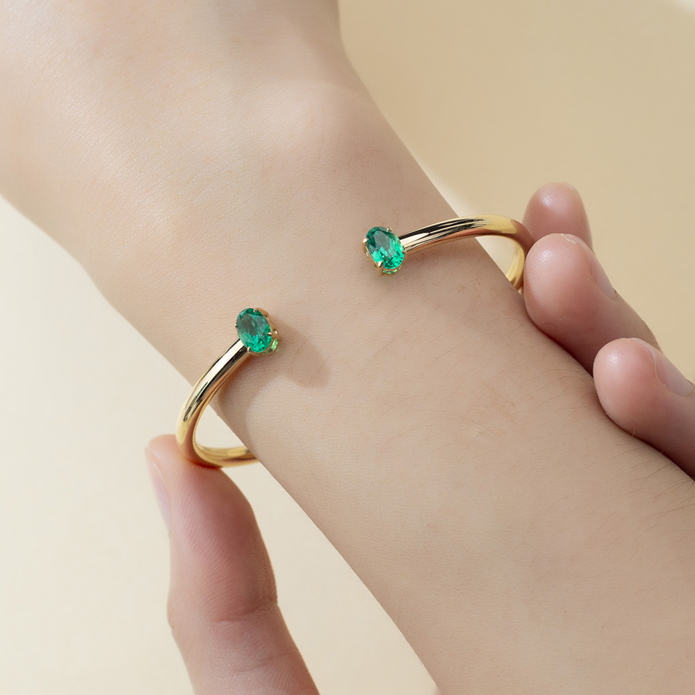 MSB-632 18K Yellow Gold Colombia Lab Emerald Tennis Bracelet 13