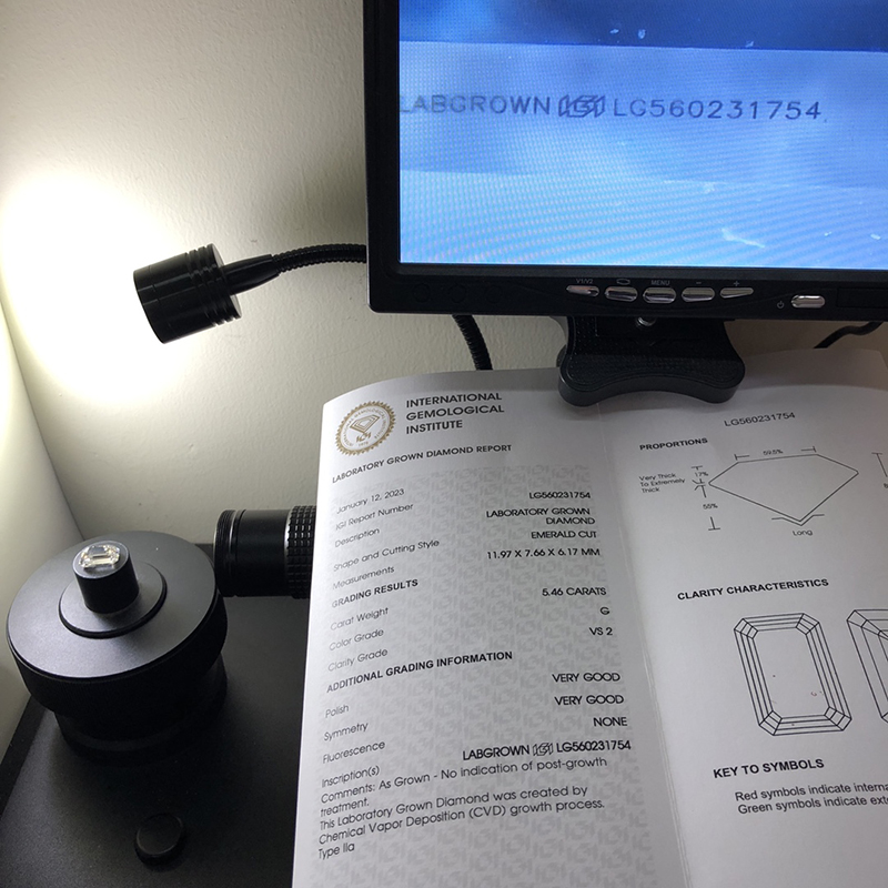 Messi Jewelry Emerald Cut 5.48CT G VS2 VG VG Lab Diamond nga adunay IGI certificate LG560231754 13