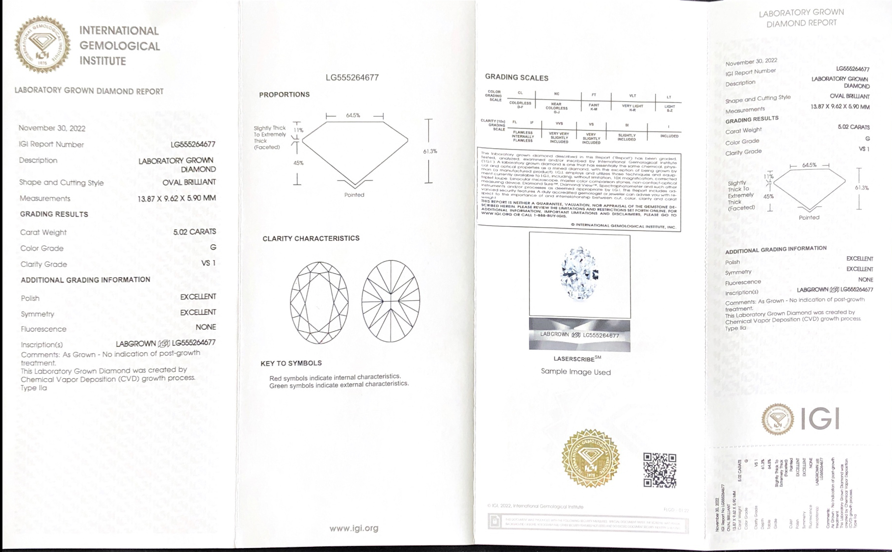 MESSI Alahas OVAL 5.02CT G VS1 2EX CVD LAB DIAMOND LG555264677 8